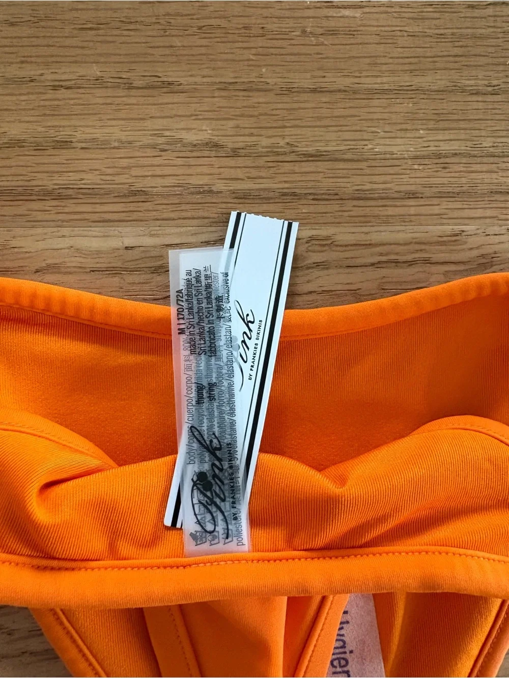 Orange Gingham Push-Up Bikini Top & Solid Orange Bottoms - Women Swim